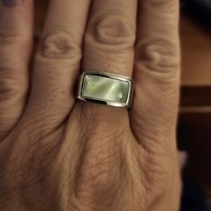 Silvertone ring with Faux marble